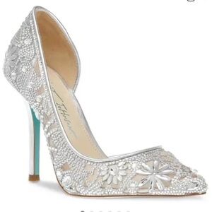 BLUE BY BETSEY JOHNSON
CRYSTAL ENCRUSTED POINTY TOE
ELSA WEDDING PUMPS BLUE SOLE
